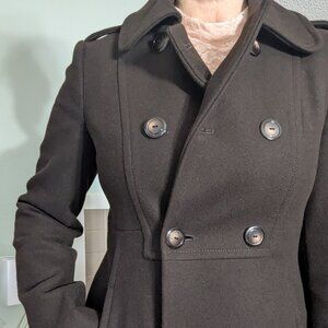 Y2K Benetton Chocolate Brown Wool Coat Size 42